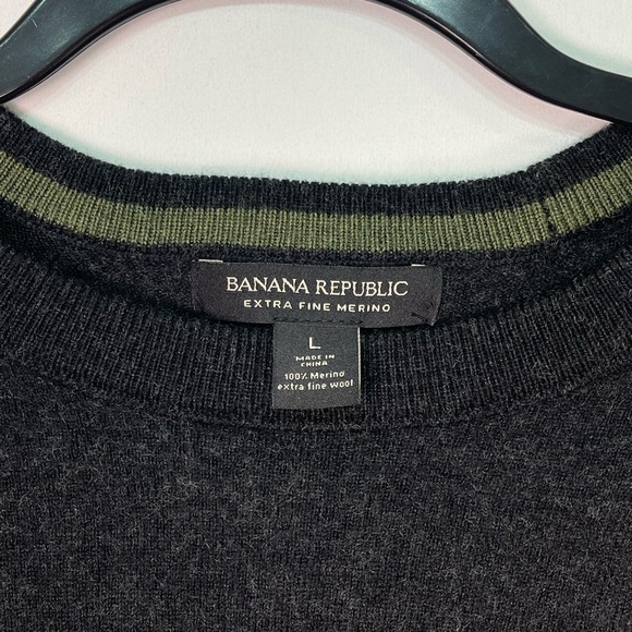 Banana Republic Men's Dark Gray Merino Wool Crewneck Sweater - Picture 5 of 10